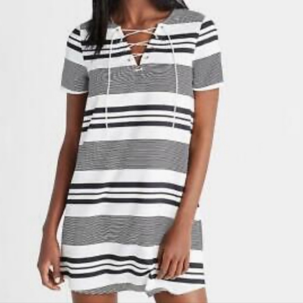 Express Ladies Dress,  Ladies Size Medium,  Black and White Stripes